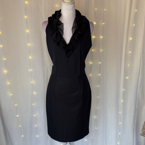 Tahari Dresses & Skirts - Tahari Black Ruffle Collar Sheath Dress